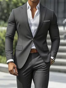 Tongtongbang Selection 2pcs Classic Suit Set, Exquisite Suits, Business Attire Clothes - Men'S Formal Wear - Comfortable Fit, Jacket and Pants, Suitable for Weddings, Parties, Formal Events, Business Meetings, Special Occasions