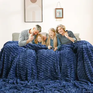 Moli Seamless Big Blanket 120x120 Inch 3D Jacquard Huge Blanket - Cozy Extra Large for Bed, Oversized King for Family Use, Giant 10x10ft for Couch, Travel, Camping