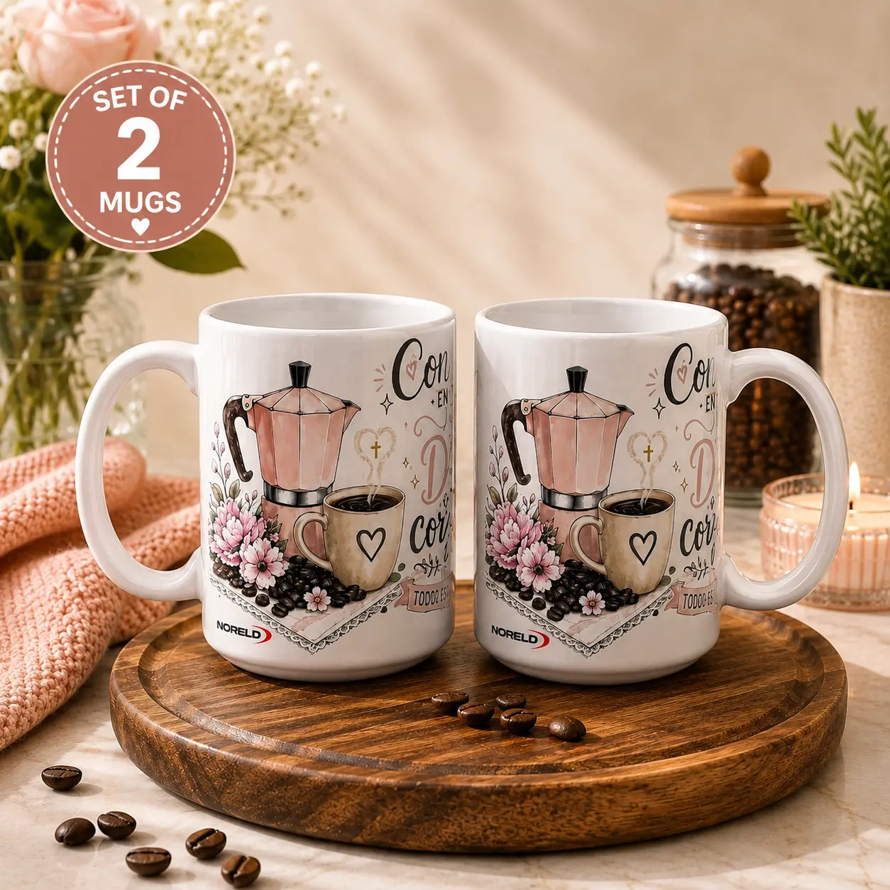 Personalized 15 oz Ceramic Coffee Mug | Custom Gift Mug | Floral Coffee Cup | Dishwasher & Microwave Safe