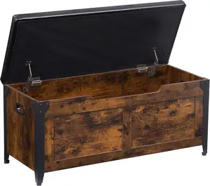 Ga Eye. Gaomon Farmhouse Style Wooden Storage Chest with Safety Hinge - Wooden Construction Storage Bench for Entryway, Bedroom
