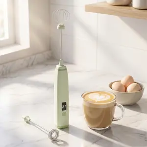 Rechargeable Milk Mixer, 3-Speed Handheld Electric Milk Frother & Egg Beater - USB Rechargeable Coffee Mixer with 2 Detachable Whisks for Latte, Coffee, Eggs - Easy Clean