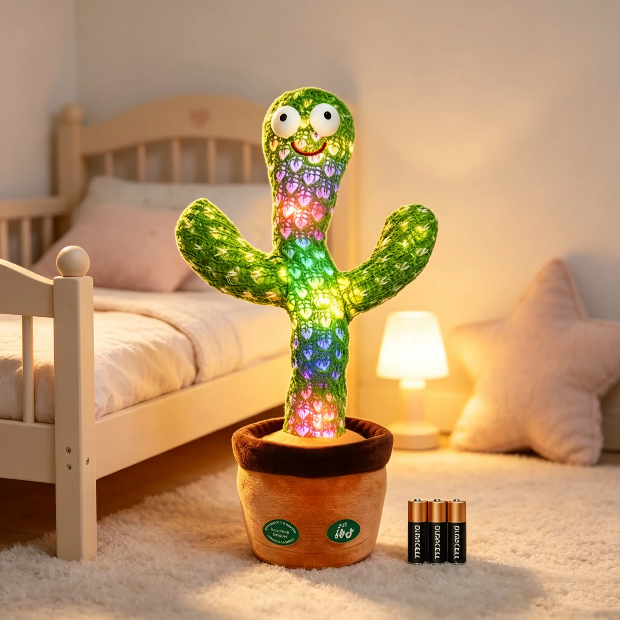 Dancing Talking Cactus Stuffed Toy for Babies with Songs, Sound Recording Function, and Adjustable Volume