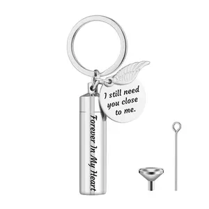 for Creative Cremation Jewelry Urn Keychain Ashes Forever In My Heart Cylind