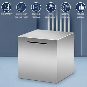 Caution-Stainless Steel Anti-Drop Piggy Bank, Can Only Save Money No Withdrawal, Holds 50,000 to 200,000 Cash, Best Gift for Kids，Simple Fall Resistant Piggy Bank Stainless Steel Safe Box Money Saving Unique piggybank，Perfect Unique Gift Idea