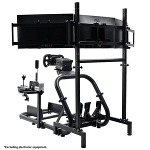 Supllueer Large Round Tube Racing Sim Cockpit Stand with Triple Screen TV Stand for G25 G27 G29 G920 G923 T248 T300RS GT Not Included Steering Wheel Pedal Shifter TV and Seat