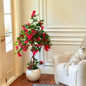 3/4/5FT Realistic Pink Bougainvillea (NO POT) Silk Plant Faux Flowers UV-Resistant for Outdoors No Maintenance Artificial Tree for Home Porch, Terrace & Garden Decoration Versatile Spring Decoration
