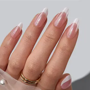 BTArtbox French Tip Press On Nails - Wedding Collection, 4-Week Wear Medium Short Almond Square White Press On Nails with Glue and Adhesive Tabs, Easy-to-Apply in 15 Sizes - 30 Nails All-in-One Kit, Deals For You, Wedding Dinner Banquet Occasion