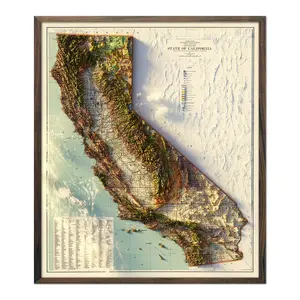 California 1944 Shaded Relief Map