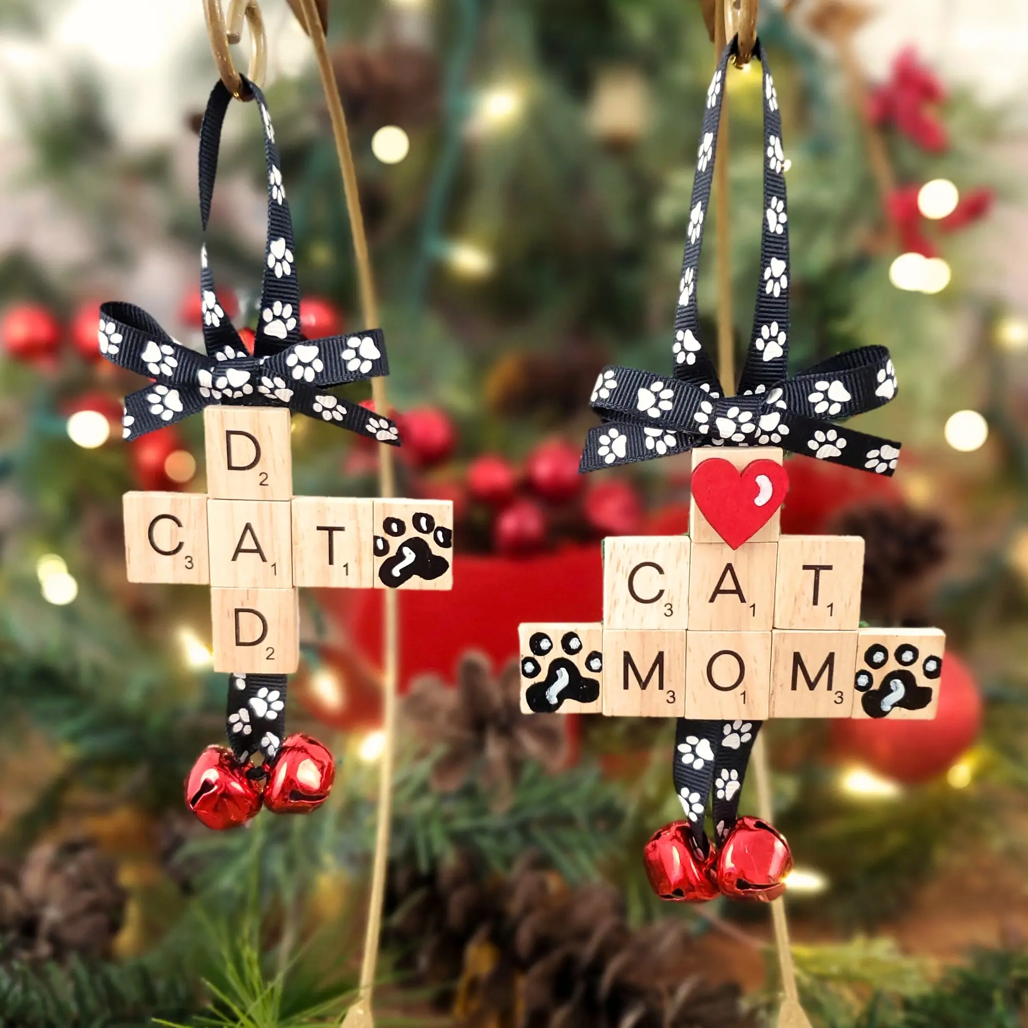 Cat Themed Christmas Ornament, Gift from Cat, Cat Lover Gift, Cat Mom Ornament, Cat Dad Ornament