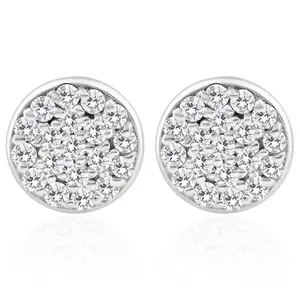 3/8 Ct EX3 Lab Grown Diamond Pave Studs Womens Earrings Lab Grown 14k White Gold 8mm