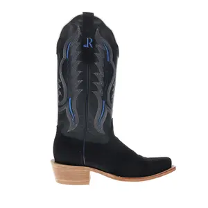 R. Watson Boots Womens 13 Inch Roughout Square Toe  Casual Boots Mid Calf Low Heel 1-2" - Blue