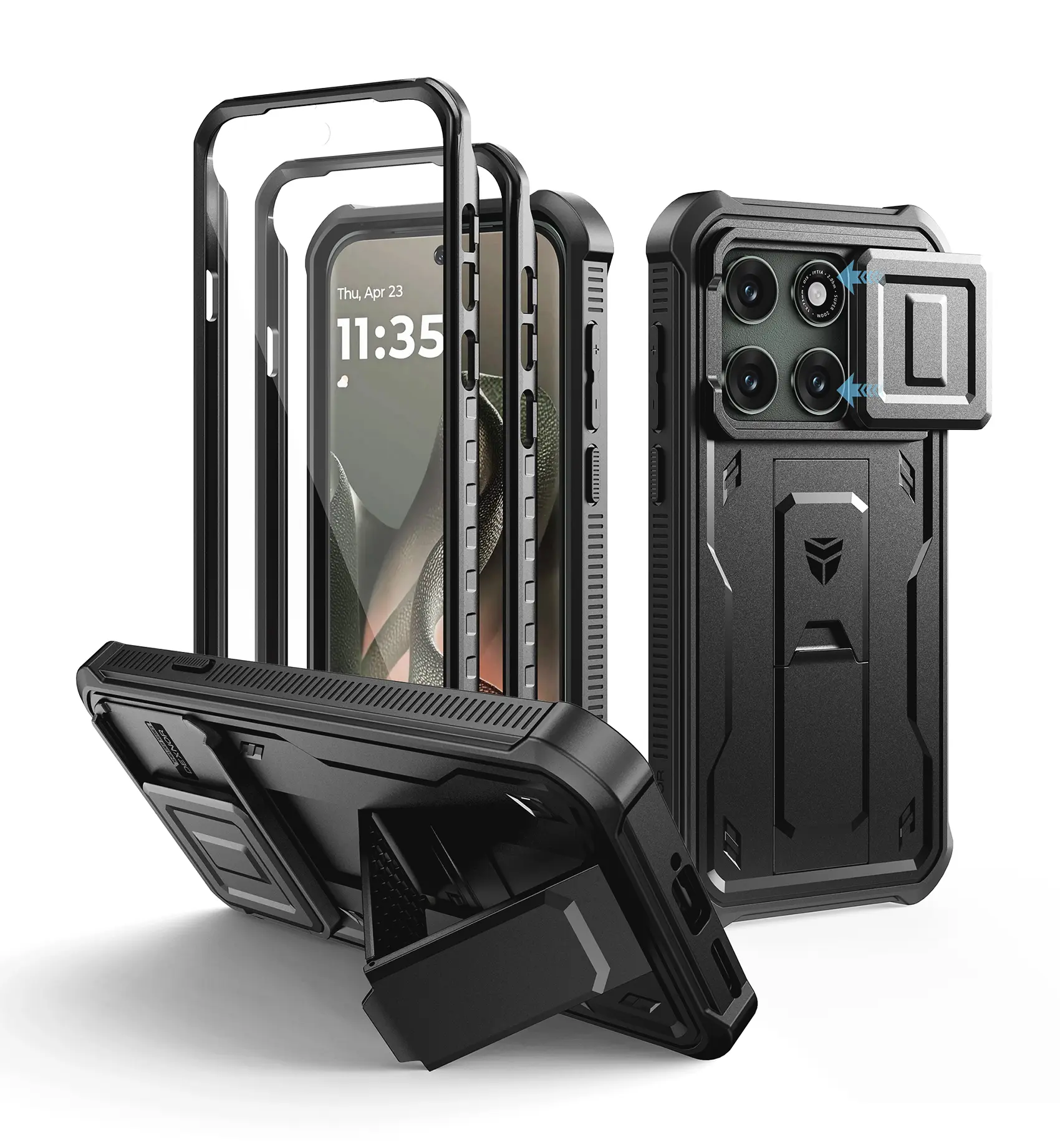 Dexnor for Motorola Moto Edge 2026 Case, [2 Front Frame] [Built-in Magnetic Slide Camera Cover & Kickstand] Heavy Duty Protection Shockproof Phone Case with Screen Protector, 6.3 inch