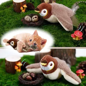 Pet Chasing Toy, Cute Meowing Electric Bird Toy, Automatic Shaking and Flapping Wings Cat Toy, Pet Supplies, Kitten Toys, Non-Flying