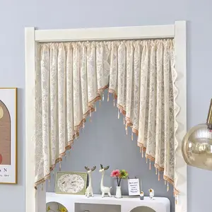 These lace curtains with fringe and beads require no grommets and are perfect as stylish room dividers for kitchen, laundry room, and closet areas.