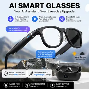 [Summervibes] Coucur G1 AI Smart Glasses with Charging Case, 8MP HD Camera Glasses for Men Women, 1200P Video Recording, Open-Ear Bluetooth Glasses for Audio with AI Translation/Voice Control