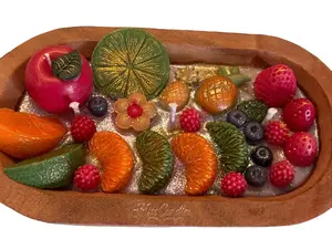 Handmade Fruit Tray Candle -Scentrd Decorative Candle with Wooden base-Unique Gift for Her