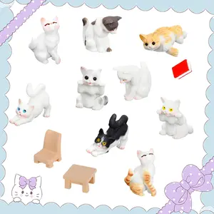 14 Pcs Realistic Cat Figurines Miniature Cat Figurines Set Mini Cute Kitten Resin Decor for DIY Home Easter Eggs Cake Topper Christmas Birthday Gift