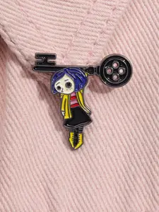 Ghost Mother Movie Unique Characters Enamel Pin Set, Coraline Wybie Button Eye Pins, Vintage Gothic Style Fans Gift, Perfect for Dark Fantasy & Stop Motion Lovers, Pinback Buttons