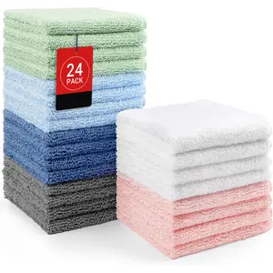 Microfiber Washcloths 24 Pack, Highly Absorbent and Soft Face Towel, Multi-Purpose Wash Cloths for Bathroom, Hotel, Spa, Gym, and Kitchen