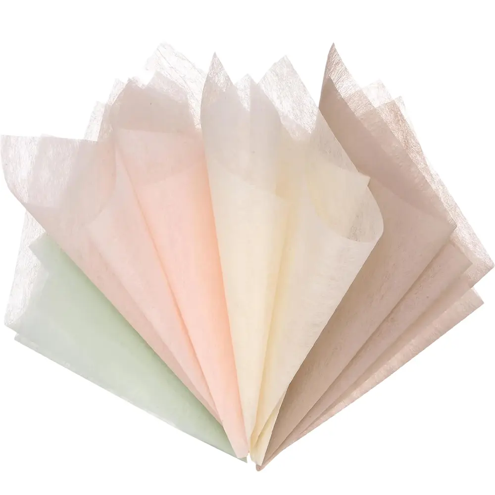 152 Sheet Korean Cotton Wrapping Flower Paper - Floral Wrapping Paper Waterproof Bouquet Wrapping Paper Apply to Gift Packaging(11.8x11.8inches, Beige+Nude+Pink+Green)