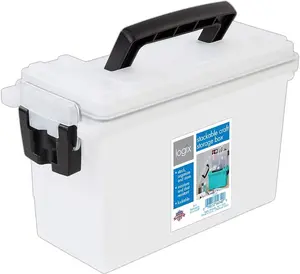 12535 Stackable Craft Storage Box with Handle, Locking Art Supply , Plastic Containers with Lids, Craft Organizer , Frost