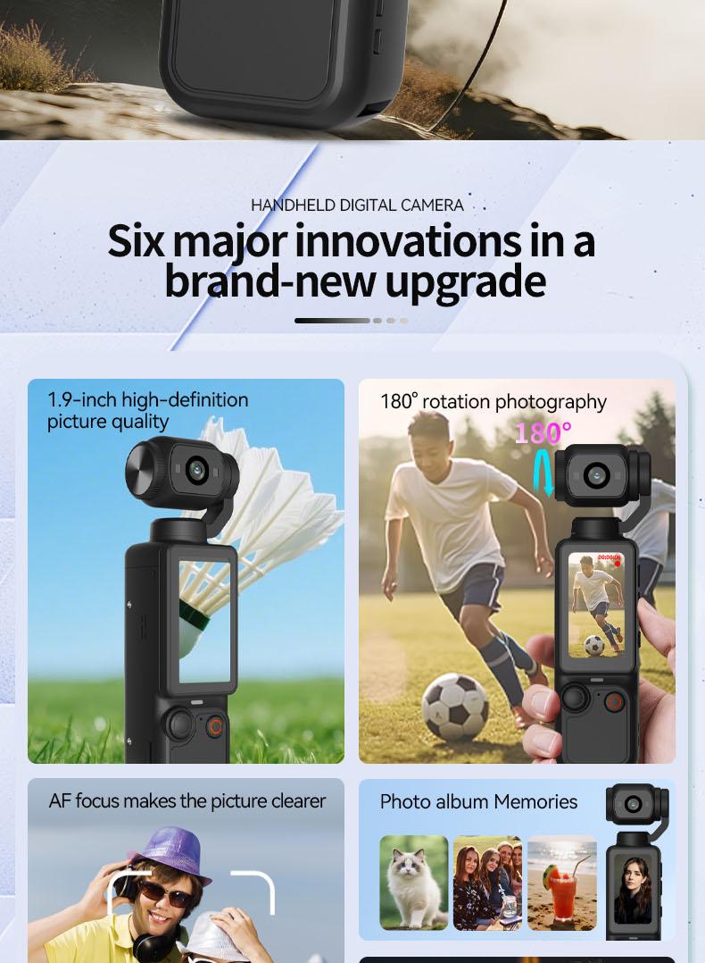 Ultra HD Portable Camcorder with 180° Rotating Lens & Smooth Stabilization | Handheld Anti-Shake Camera for Vlogging, Travel & Daily Recording | USB Rechargeable, Durable & Compact