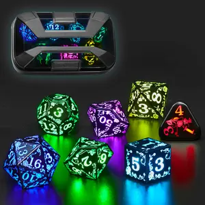 RGB Wireless Light up Dice Set for DND Rechargeable with Charging Box | 7-Color Magic Glow Perfect DND Gifts | Polyhedral RPG Tabletop Game Dice set