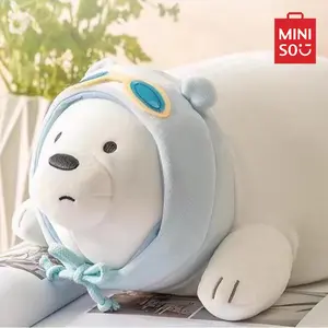 MINISO We Bare Bears series an adorable white bear plush cute and playful prone and super soft texture, charming addition to any bed.Birthday gifts, Festive gifts,School gifts,Bedroom decoration