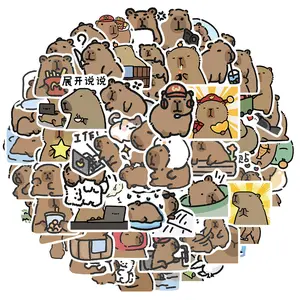 62PCS Cartoon Cute Little Capybara Pufferfish Graffiti Stickers for Helmet Bicycle Hand Account Pencil Case Decals LanLanStickersWorld