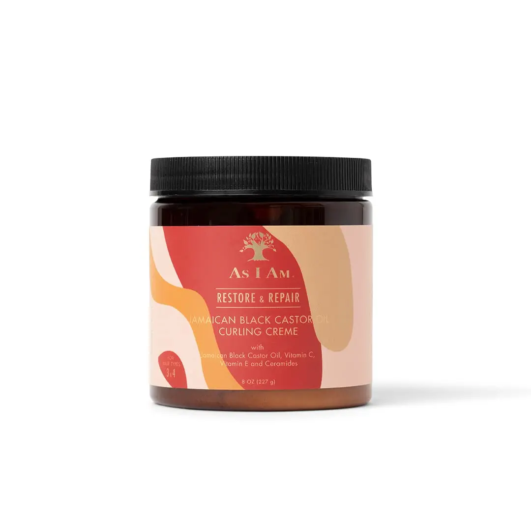 AS I AM Jamaican Black Castor Oil Curling Cream - Moisturizer with Coconut Oil & Ceramides to Detangle & Define Curly Locks, Natural Curls, Moisturizes, African Curls, Unisex