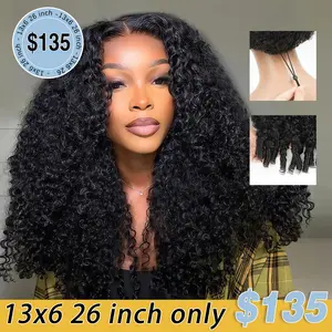 STERLY 200% Density 7x6 Glueless Burmese Curly Wig with Drawstring One-Step Glueless Wig 100% Human Hair Wig Transparent Lace Glueless Wig