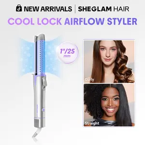 【BOGO SALE】SHEGLAM HAIR Cool Lock Airflow Styler, 360° Airflow Curling Iron with Cooling Air Vents, 4 Temp Levels, Dual Voltage, Hair Straightener for Long & Short Hair - US Plug-Effortlessbeauty-Coachella-mothersdaygift