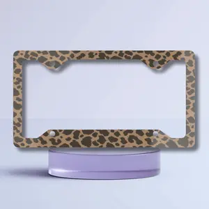 [ Trending ] Leopard Print License Plate Frame - Bold Animal Print Car Accessory - Aesthetic Cheetah Pattern Plate Cover - Chic Gift for Her