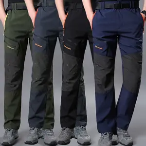 Pahajim Men's Mid-Waist Fitted Cargo Pants - 2/4-Pack Colorblock Straight Pants, Pull-On, Waterproof, Durable, Abrasion-Resistant, Warm Comfy Athletic Trousers with Sports Pockets for Autumn Winter Outdoor Training