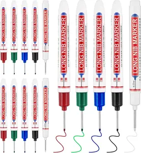 15 count Long  Deep Hole Marker, 20 mm Long Nose Nib Deep Reach Metal Marking Pen, Quick-drying  Permanent Pens For Carpenter, Woodworking, Construction (Colorful)
