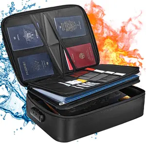 VEVOR Fireproof Document Box, Fireproof Document Bag with Lock 2000℉, 3-layer Fireproof and Waterproof File Box 14.17x10.63x4.13 inch with Zipper, for Money, Documents, Jewelry and Passport Organiser