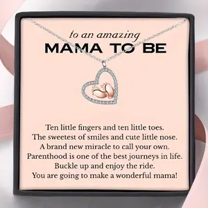 To an amazing MAMA TO BE Pendant,Pregnancy Gift for Her,My Mummy From Tummy Necklace,Mommy Gift From Unborn Baby,New Mom Gift From Husband,Baby Bump Gift,New Mom Gifts,Heart Design Necklace, Exquisite Jewelry Gift
