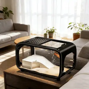 The new transparent and simple desktop fish tank is a "smart little corner" in the bedroom: the size is just placed on the bedside table, and the transparent tank body has a clear school of ornamental fish, Aquarium, Fishbowl