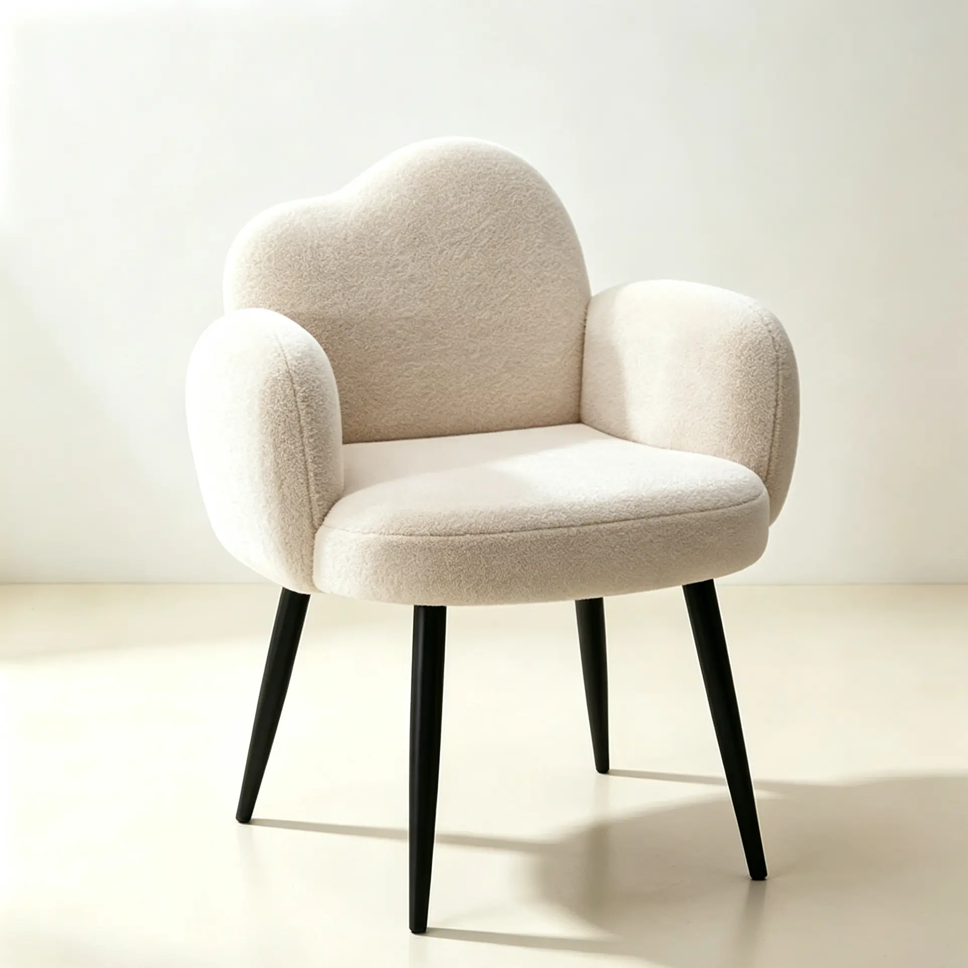 Beige White Vanity Chair with Backrest, Comfy Modern Accent Chair, Comfy Fabric Dressing Stool, Easy to Assemble for Bedroom Dressing Room Office love