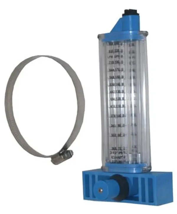 Rola-Chem Flowmeter with Calibrated Scales, Side Mount, 2.5 in. Size, 60-240 Gpm/Lpm Capacity, Accurate Flow Rates for PVC & Horizontal Pipes, Included Clamps
