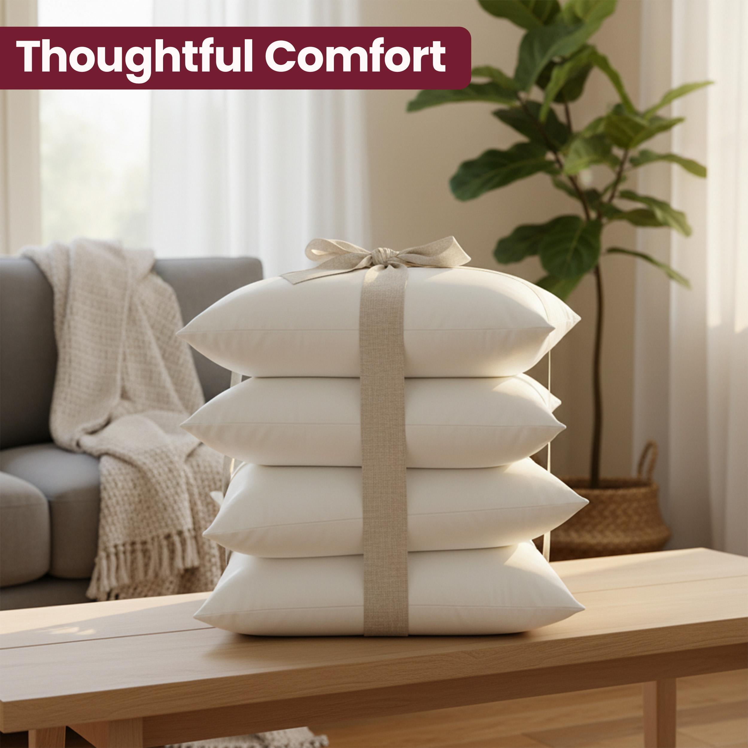 Utopia Bedding White Soft Throw Pillow Inserts – Pack of 4 – Plush Brushed Fabric, Breathable & Durable – Supportive Memory Foam for Sofa, Couch & Bed Decorative Cushion