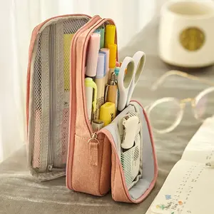 Creative Dual-Layer Portable Pencil Case, School Backpack Stationery Storage, Office & Study Supplies, Holds Multiple Sticky Notes, Markers, Pencil Bag