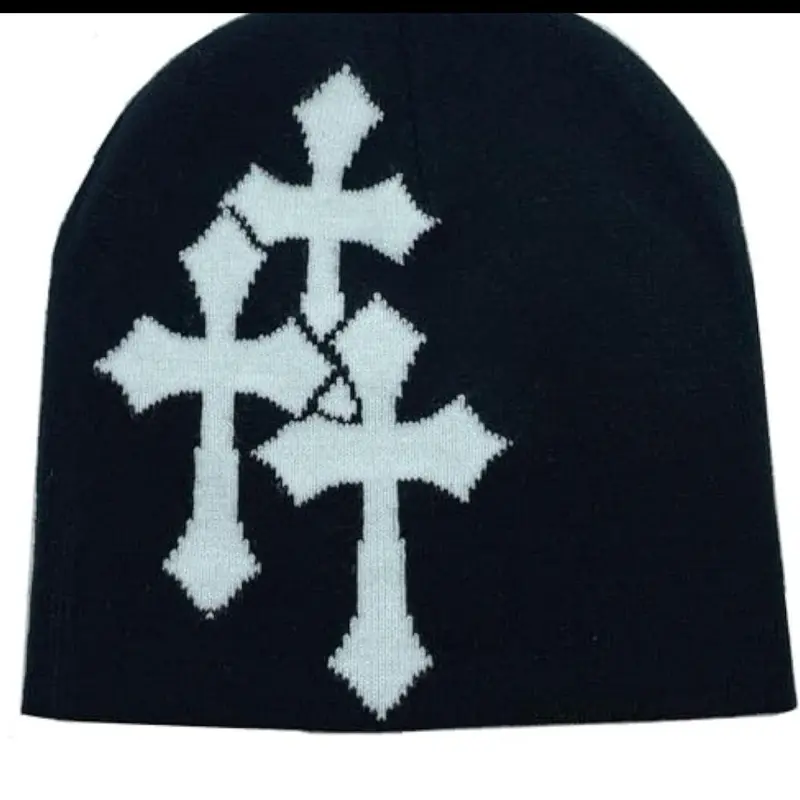 1 Beanies  hat for men and women cross jacquard hat Popular hip hop hat Outdoor sports trend street, suitable for four seasons wear unisex beanie