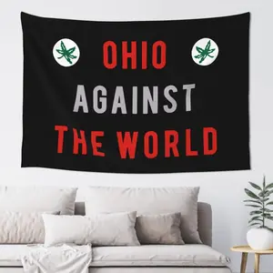 Ohio Against The World Polyester Tapestry, 60"x40" Fade-Proof Single-Sided Decorative Wall Art, Commemorative Inspirational Home Decor, Hand Washable Room Accessory for Bedroom, Living Room, Room Accessories
