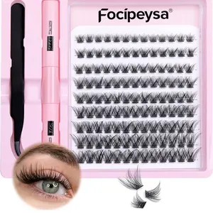 Lash Extension Kit, DIY Lash Clusters 117 Pcs with Strong Hold Lash Bond and Seal and Individual Eyelashes Applicator Tool Eyelash Extensions Kit for Self Applicator at Home Makeup Salon Cosmetic Eyelashes Extensions