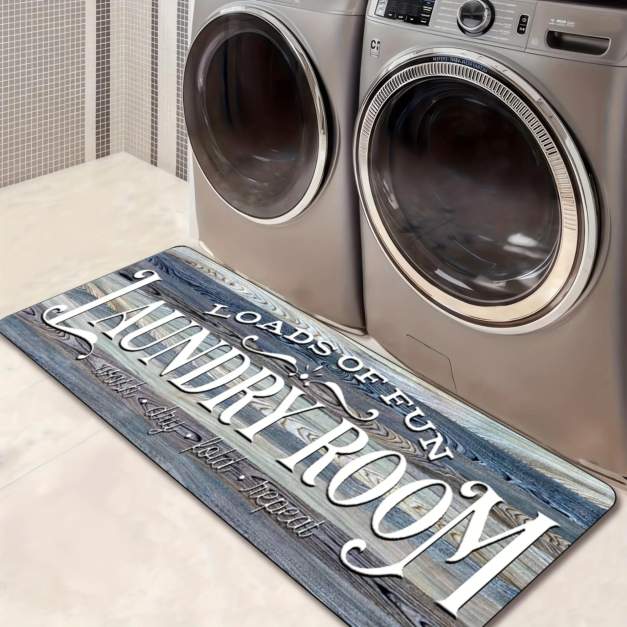 Non-slip Laundry Room Runner Rug, Washable Farmhouse Retro Mat, Home Decor Floor Mat, Laundry Rug for Kitchen, Bathroom Rug, Home Decor, Laundry Room Accessories, Valentine's Day Gift