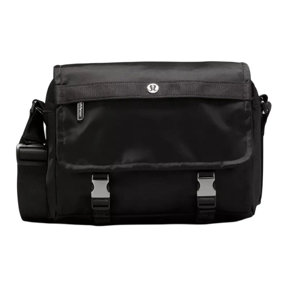 Lululemon Wunderlust 6.5L Logo Crossbody Shoulder Bag - Nylon, Adjustable Strap, Multiple Pockets, Waterproof Crossbody Purse, Unisex Black Luggage Bag