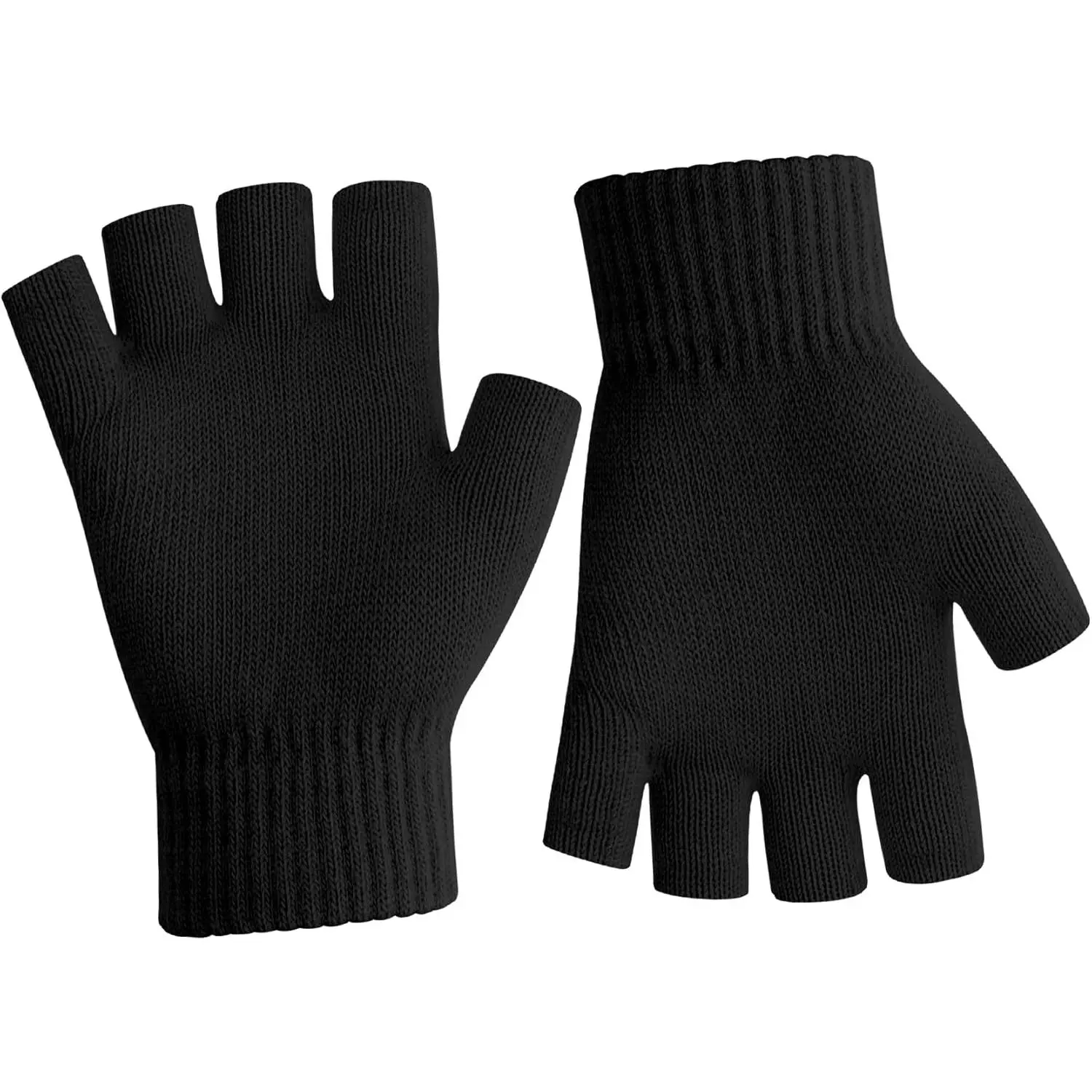 NZKNP Acrylic Fiber Fingerless Knit Pattern Gloves for Women, Half-Finger Cut Warm Mittens with Most Sizes Fit, Typing & Hiking Sports Outdoor Protective Gear