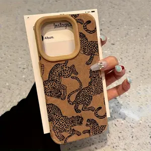 Fashionable Practical Leopard Phone Case for iPhone 17/16/15 Pro Max/14 Plus/13/12/11 Pro/Air| TPU + Suede-Like Texture, Anti-Fingerprint Drop Protection Soft Shell
