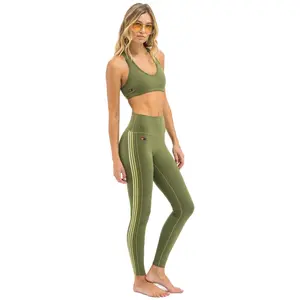 FULL LENGTH HI-RISE 5 STRIPE LEGGINGS - ARMY